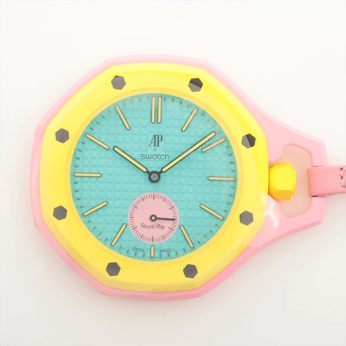 Audemars Piguet x Swatch Royal Pop OTG ROZ Pocket Watch — actual item front view